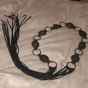 Vintage Black Fringe Belt 60s